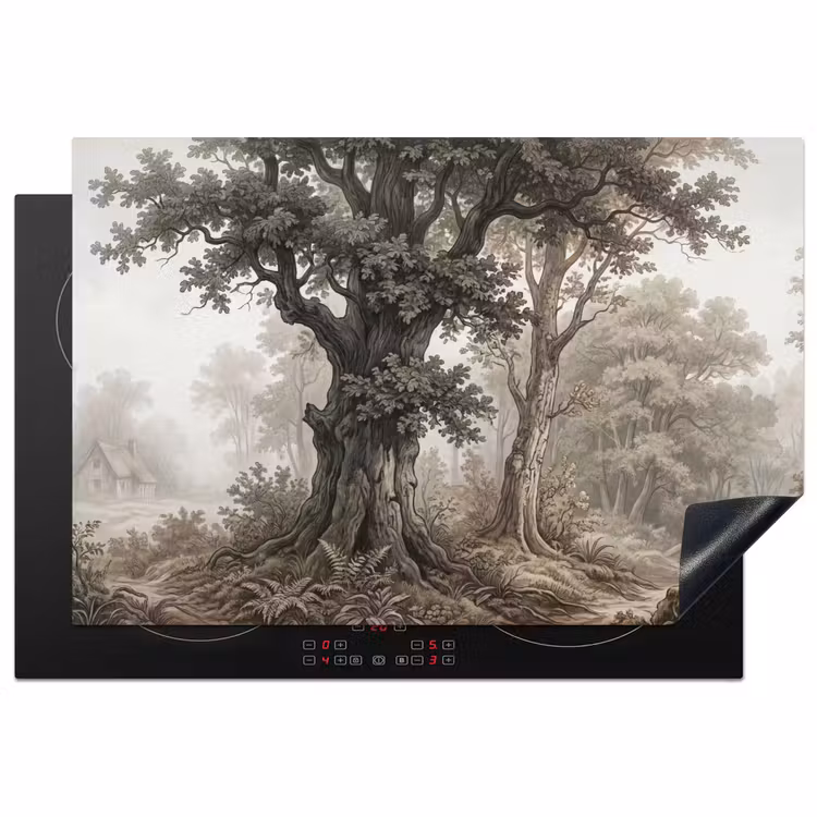 Natuur - Bos - Eik Inductie beschermer vinyl 3mm klein -3d