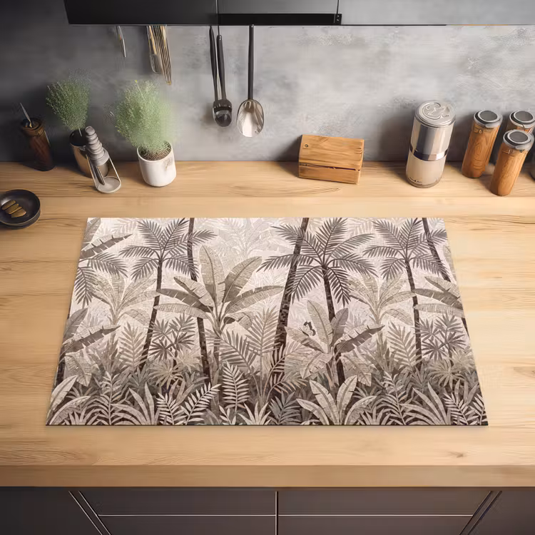 Natuur - Bladeren - Landschap - Mozaïek - Beige Inductie beschermer vinyl 3mm klein -sfeer5