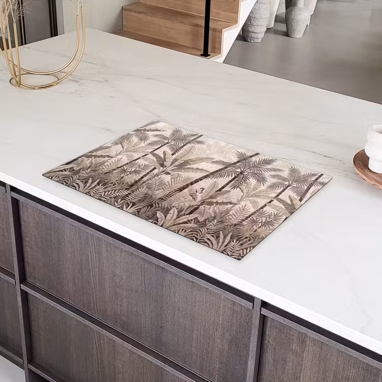 Natuur - Bladeren - Landschap - Mozaïek - Beige Inductie beschermer vinyl 3mm klein -sfeer8