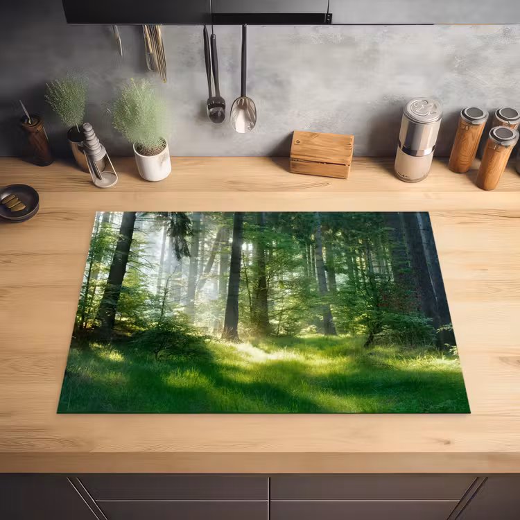 Natuur - Bomen - Bos - Groen - Zon - Gras - Planten Inductie beschermer vinyl 3mm middel -sfeer5