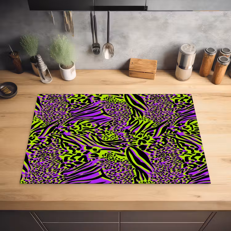 Neon - Paars - Dieren - Patroon Inductie beschermer vinyl 3mm klein 276 -sfeer5