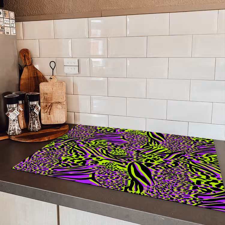 Neon - Paars - Dieren - Patroon Inductie beschermer vinyl 3mm klein 276 -sfeer3