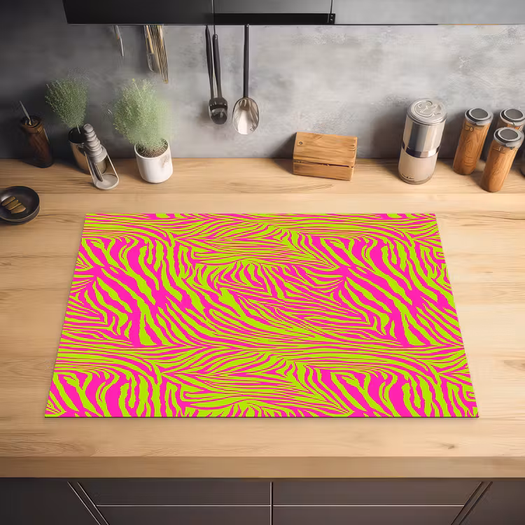 Neon - Zebra - Roze - Groen Inductie beschermer vinyl 3mm klein 276 -sfeer5