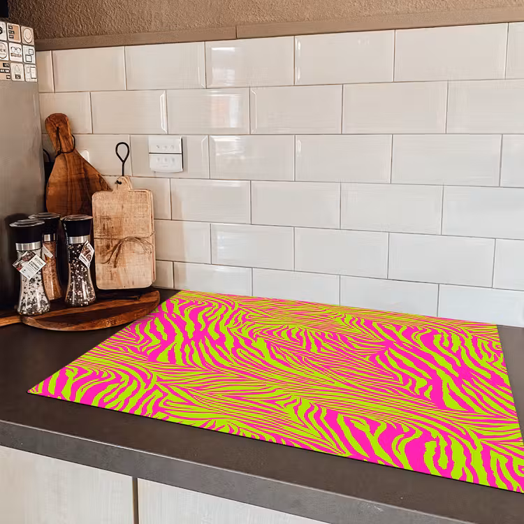 Neon - Zebra - Roze - Groen Inductie beschermer vinyl 3mm klein 276 -sfeer3