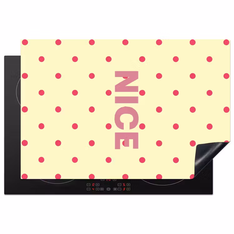 Nice - Stippen - Roze - Geel Inductie beschermer vinyl 3mm klein -3d