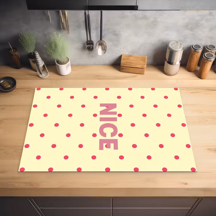 Nice - Stippen - Roze - Geel Inductie beschermer vinyl 3mm klein -sfeer5