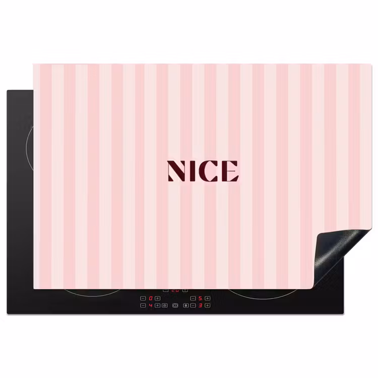 Nice - Strepen - Roze Inductie beschermer vinyl 3mm klein -3d