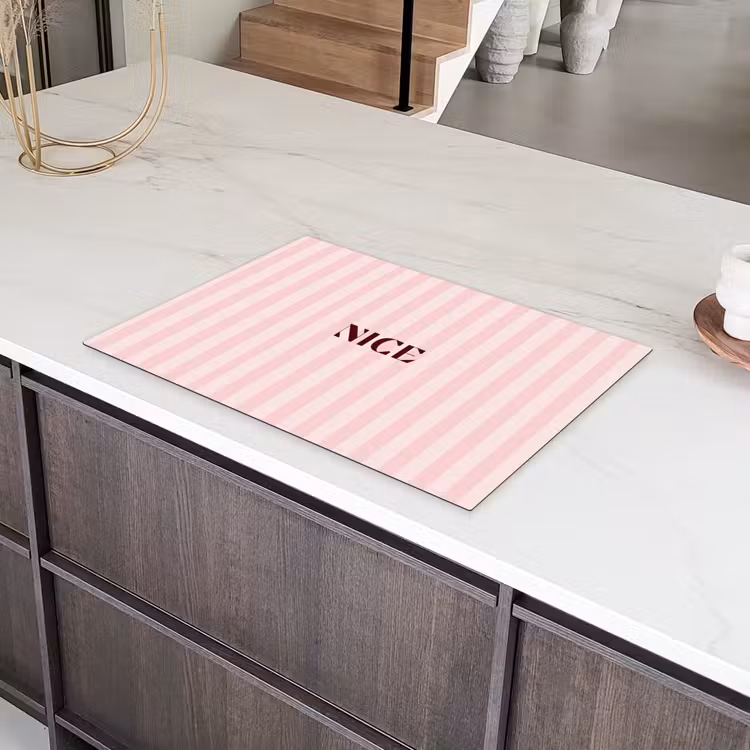 Nice - Strepen - Roze Inductie beschermer vinyl 3mm klein -sfeer8