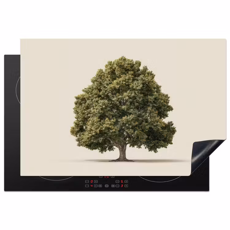 Eikenboom - Groen - Lichte achtergrond Inductie beschermer vinyl 3mm klein -3d