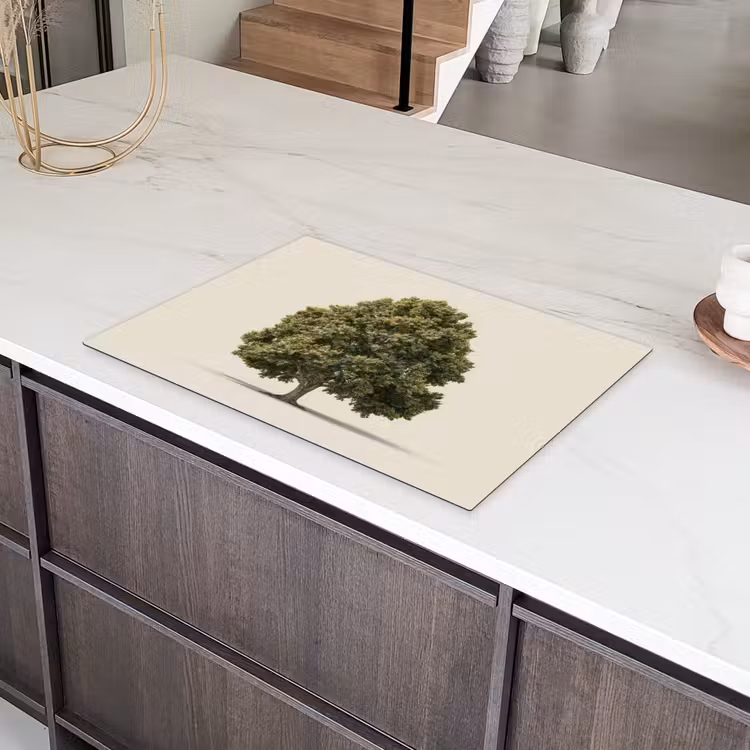 Eikenboom - Groen - Lichte achtergrond Inductie beschermer vinyl 3mm klein -sfeer8