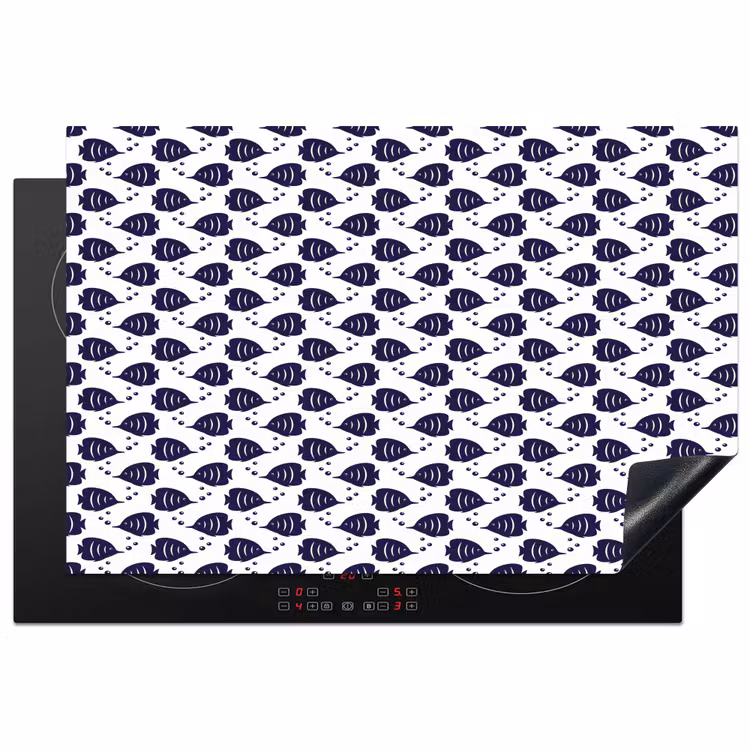 Oceaan - Vis - Blauw - Wit Inductie beschermer vinyl 3mm klein 276 -3d
