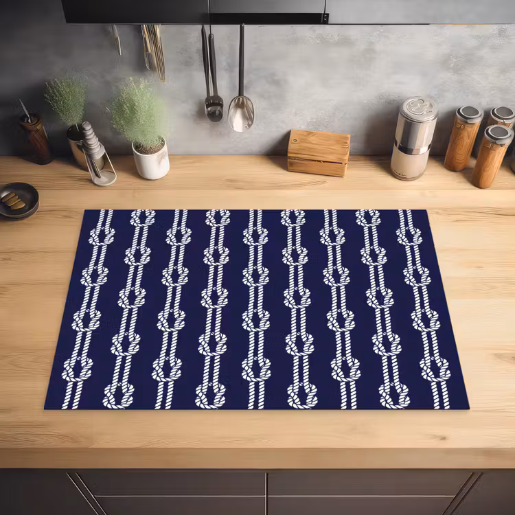 Oceaan - Touw - Blauw - Wit Inductie beschermer vinyl 3mm klein 276 -sfeer5