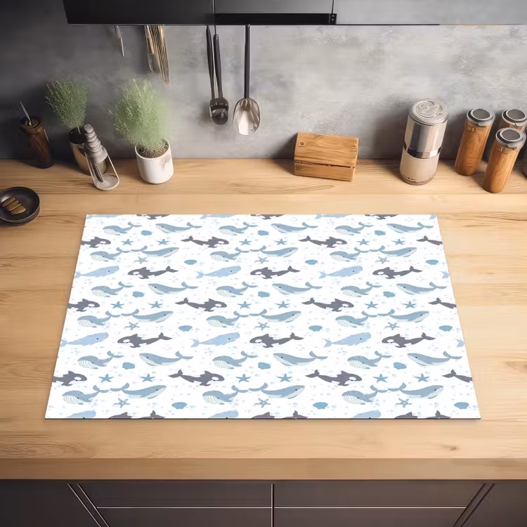 Oceaan - Walvis - Orka - Blauw Inductie beschermer vinyl 3mm klein 276 -sfeer5
