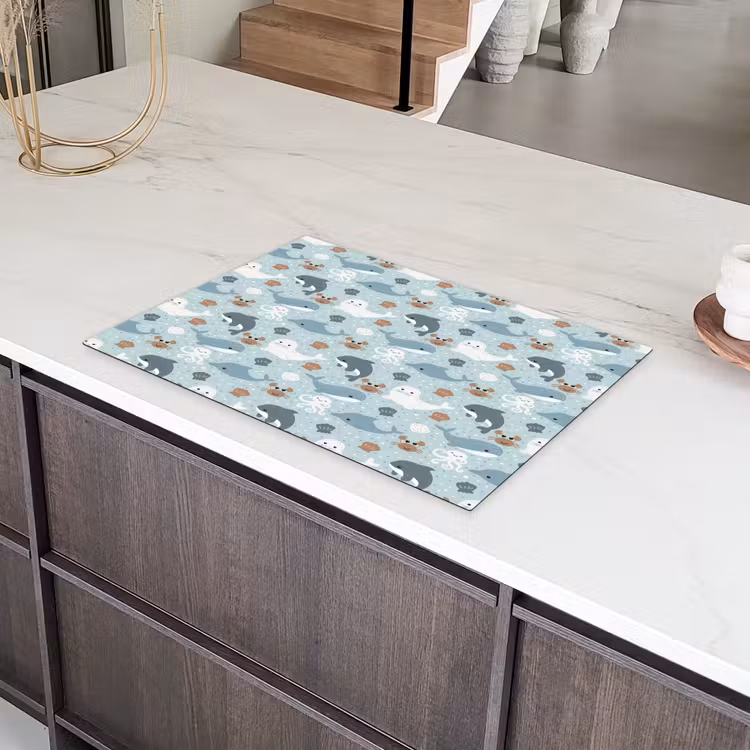 Oceaan - Walvis - Zeehond - Krab Inductie beschermer vinyl 3mm klein 276 -sfeer8