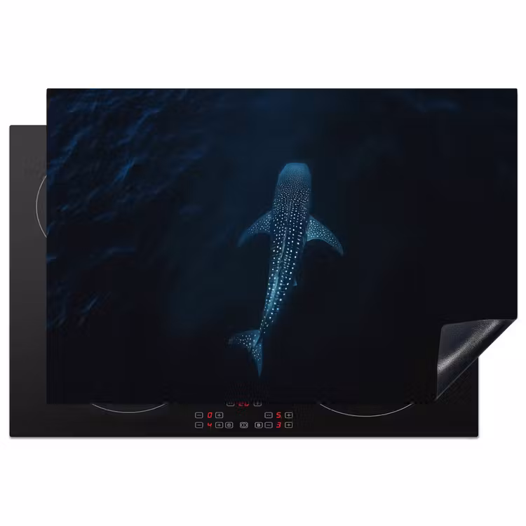 Oceaan - Walvishaai - Donkerblauw - Vlekken Inductie beschermer vinyl 3mm klein -3d