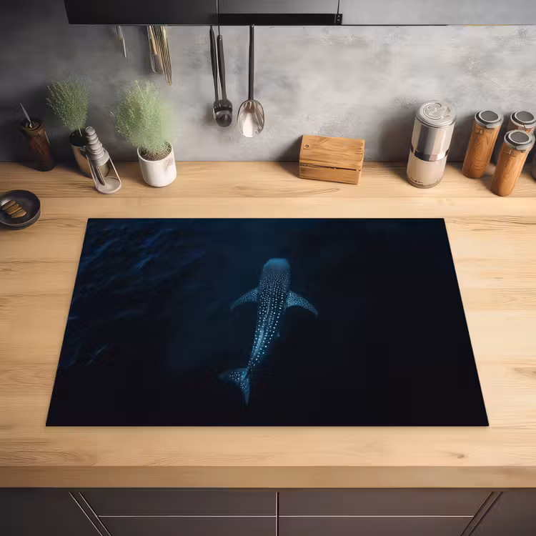 Oceaan - Walvishaai - Donkerblauw - Vlekken Inductie beschermer vinyl 3mm klein -sfeer5