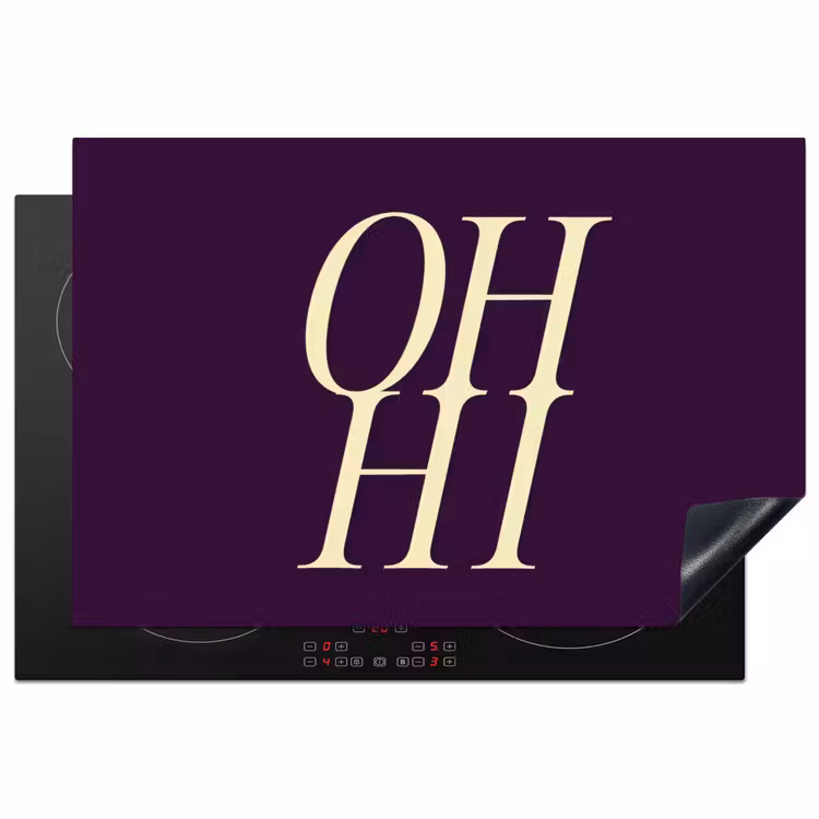 Oh hi - Paars - Minimalistisch Inductie beschermer vinyl 3mm klein -3d