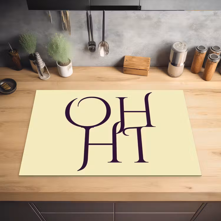 Oh hi - Geel - Monogram Inductie beschermer vinyl 3mm klein -sfeer5
