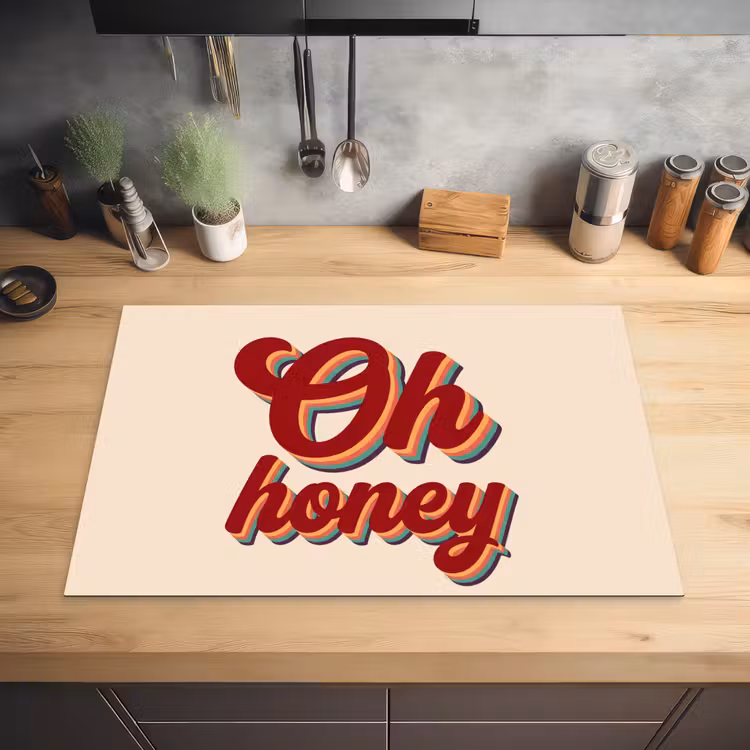 Oh honey - Rood - Schaduw Inductie beschermer vinyl 3mm klein -sfeer5