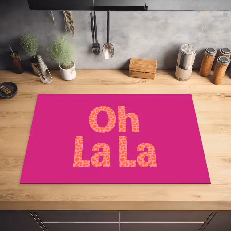 Oh la la - Luipaardprint - Roze Inductie beschermer vinyl 3mm klein -sfeer5