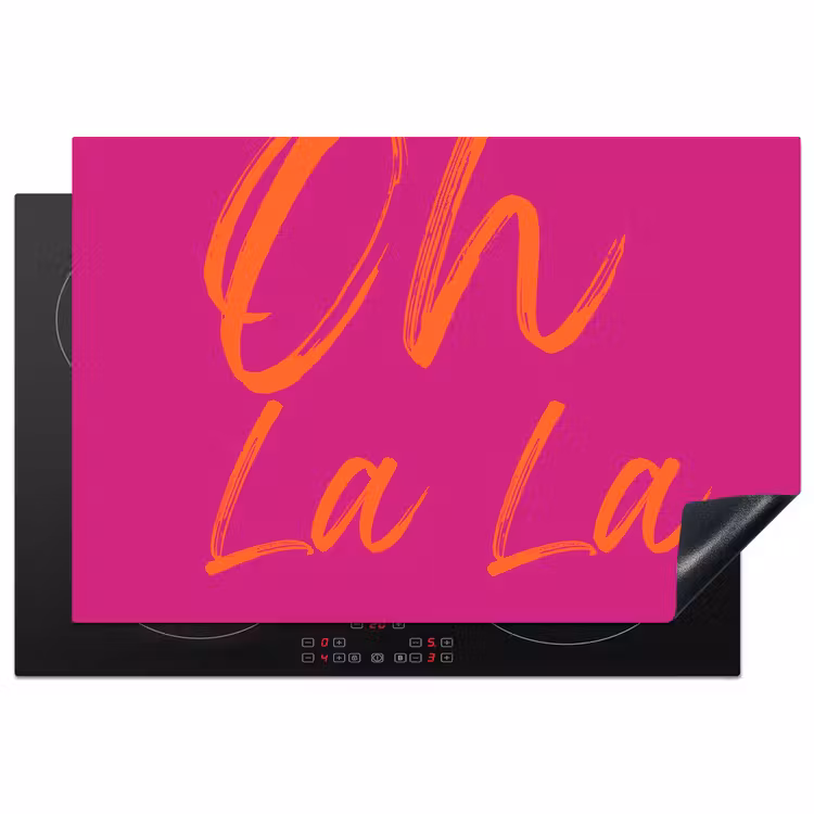 Oh la la - Oranje - Roze Inductie beschermer vinyl 3mm klein -3d