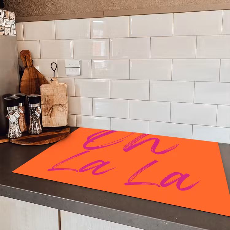 Oh la la - Oranje - Roze - Grafisch Inductie beschermer vinyl 3mm klein -sfeer3