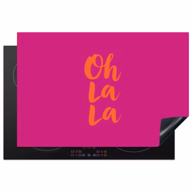 Oh la la - Roze - Oranje - Minimalistisch Inductie beschermer vinyl 3mm klein -3d