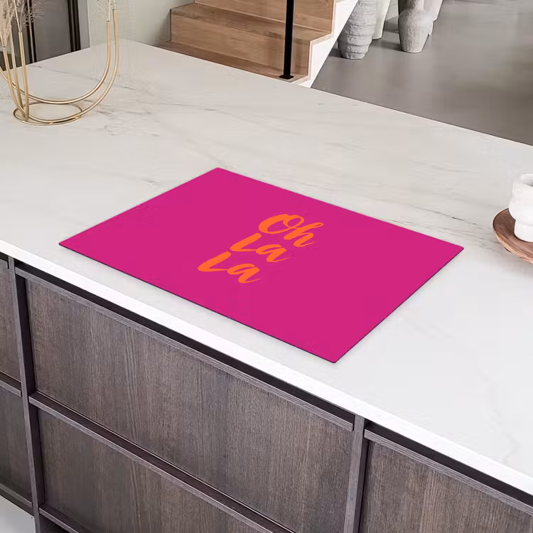 Oh la la - Roze - Oranje - Minimalistisch Inductie beschermer vinyl 3mm klein -sfeer8