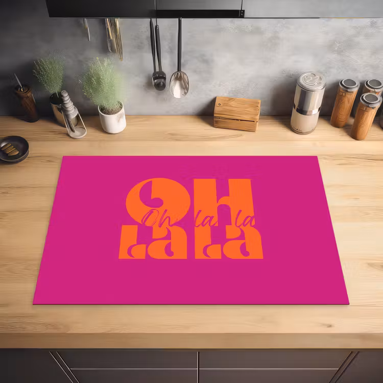 Oh la la - Roze - Oranje - Gestapelde letters Inductie beschermer vinyl 3mm klein -sfeer5