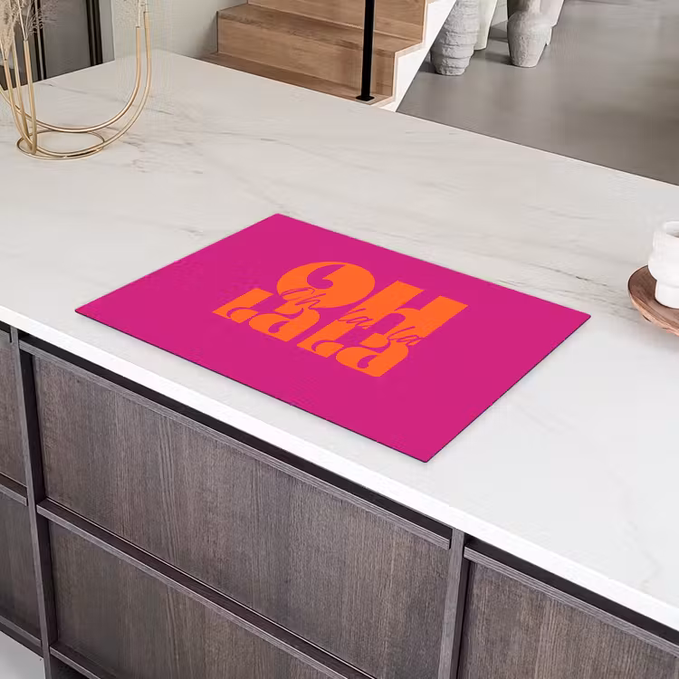 Oh la la - Roze - Oranje - Gestapelde letters Inductie beschermer vinyl 3mm klein -sfeer8