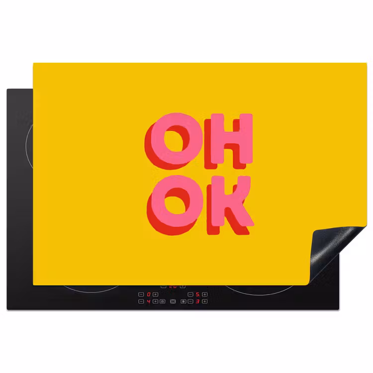 Oh ok - 3D - Geel - Roze Inductie beschermer vinyl 3mm klein -3d
