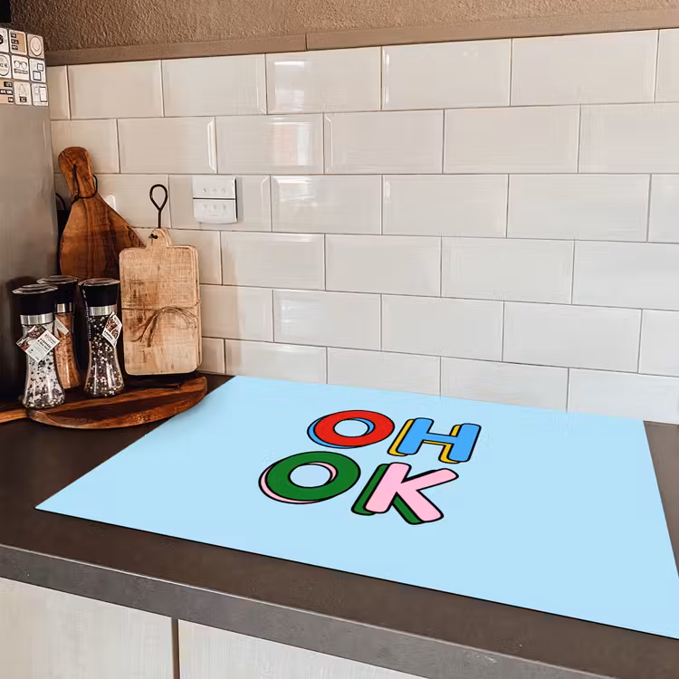 Oh ok - Blauw - Kleurrijk Inductie beschermer vinyl 3mm klein -sfeer3