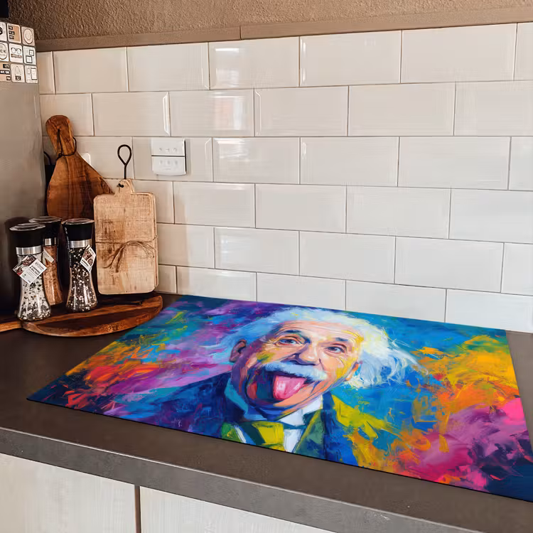 Oude man - Expressief - Kleurrijk Inductie beschermer vinyl 3mm klein -sfeer3