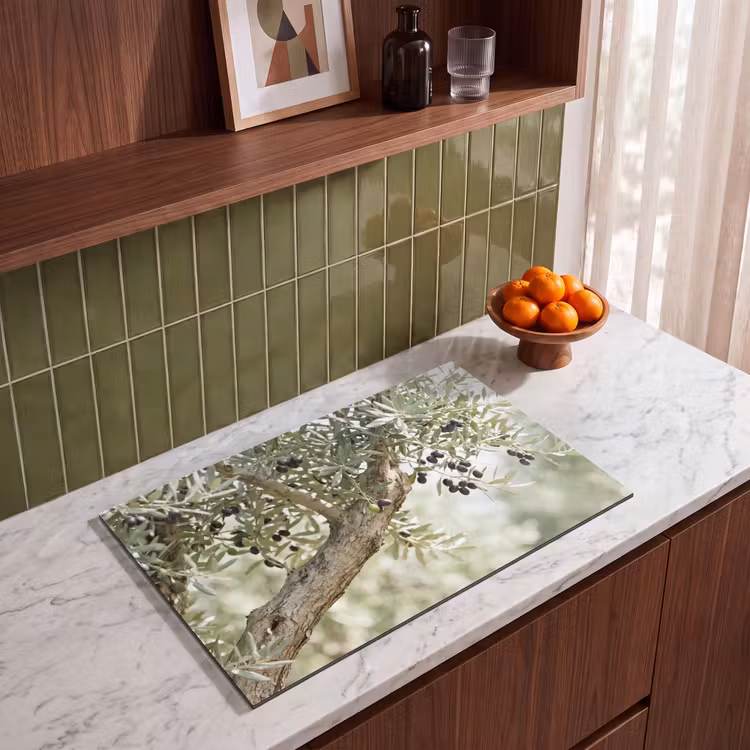 Induction Hob Cover - Olive tree - branch - green - Olijfboom - tak - groen Inductie beschermer vinyl 3mm klein