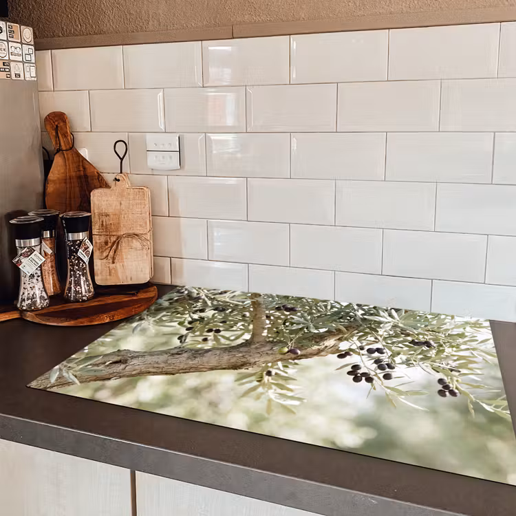 Induction Hob Cover - Olive tree - branch - green - Olijfboom - tak - groen Inductie beschermer vinyl 3mm klein
