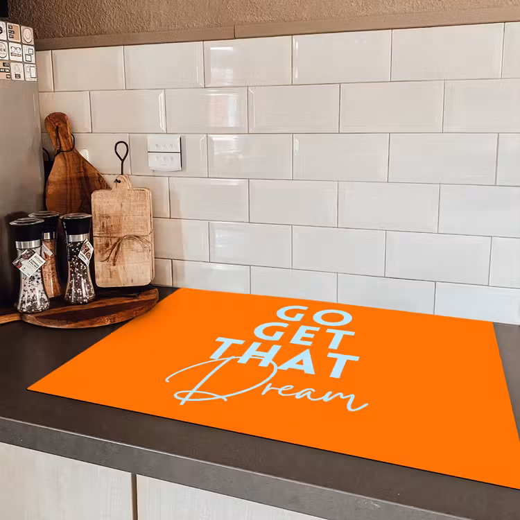 Oranje - Blauw - Go get that dream Inductie beschermer vinyl 3mm klein -sfeer3