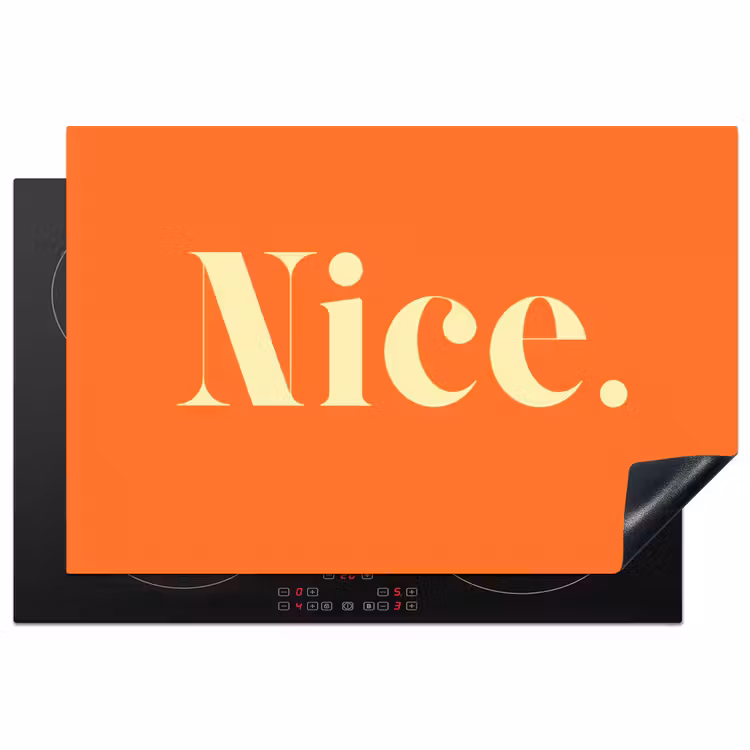 Oranje - Gebroken wit - Nice Inductie beschermer vinyl 3mm klein -3d