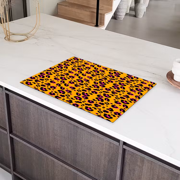 Oranje - Roze - Panterprint Inductie beschermer vinyl 3mm klein 276 -sfeer8