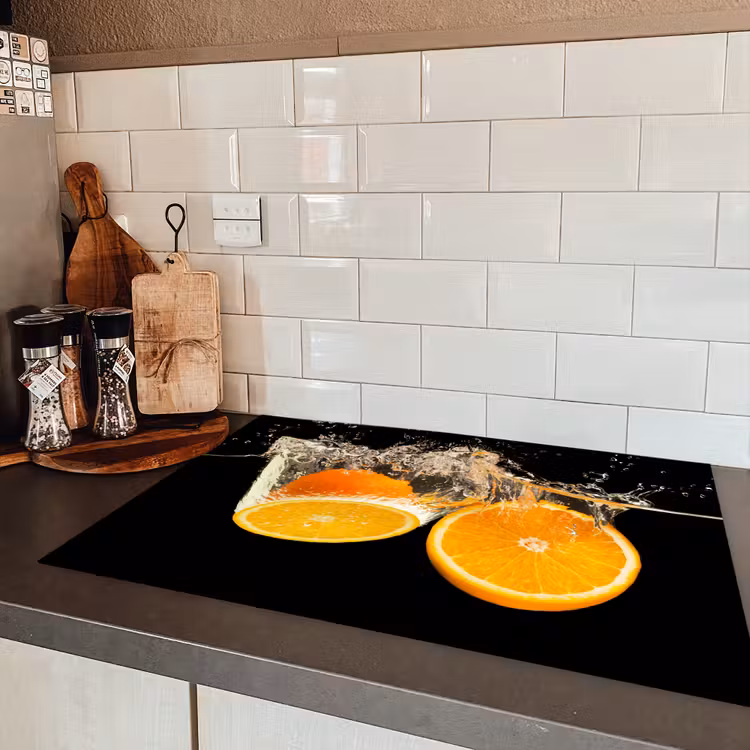 Sinaasappel Splash Symfonie Inductie beschermer vinyl 3mm klein -sfeer3