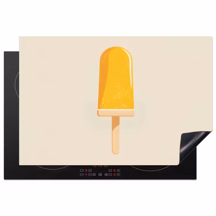 Oranje - Stokje - Waterijsje Inductie beschermer vinyl 3mm klein -3d