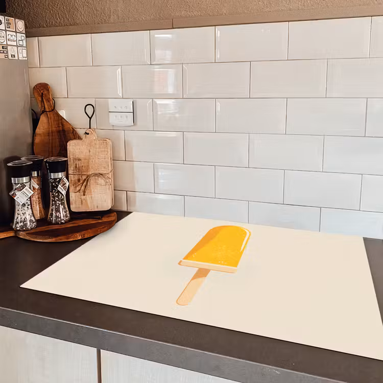 Oranje - Stokje - Waterijsje Inductie beschermer vinyl 3mm klein -sfeer3