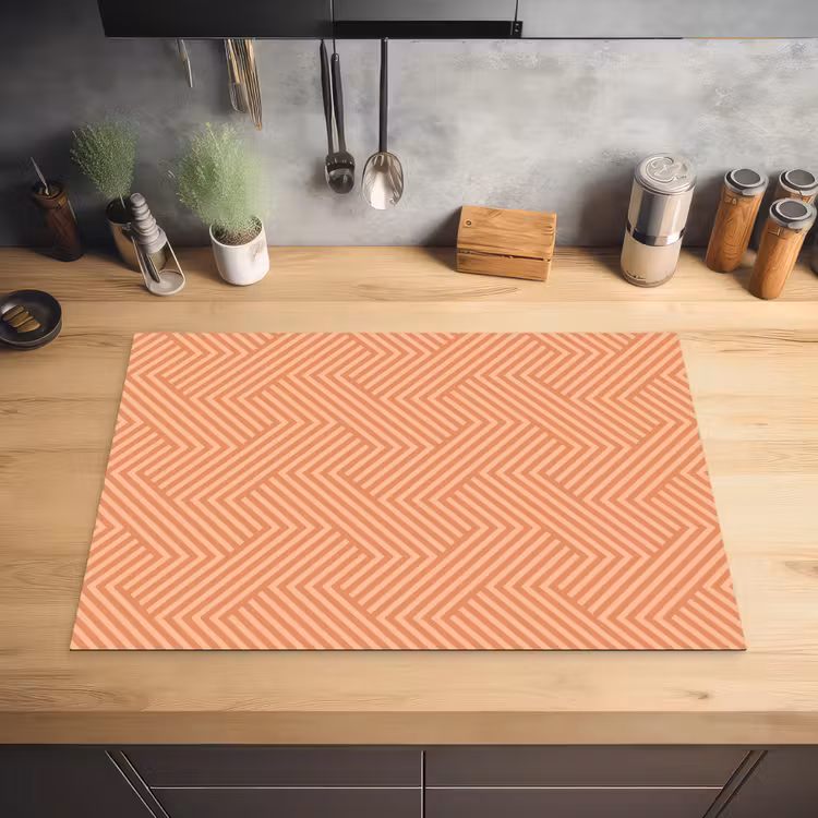 Oranje - Strepen - Patroon Inductie beschermer vinyl 3mm klein 276 -sfeer5