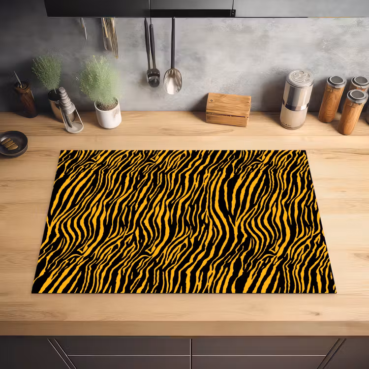 Oranje - Tijger - Zwart - Patroon Inductie beschermer vinyl 3mm klein 276 -sfeer5