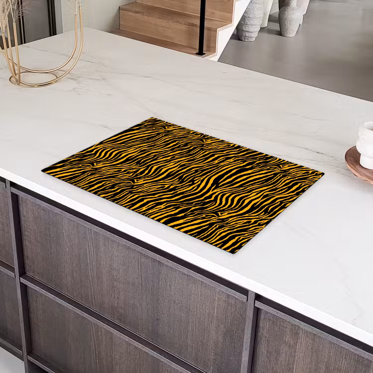 Oranje - Tijger - Zwart - Patroon Inductie beschermer vinyl 3mm klein 276 -sfeer8