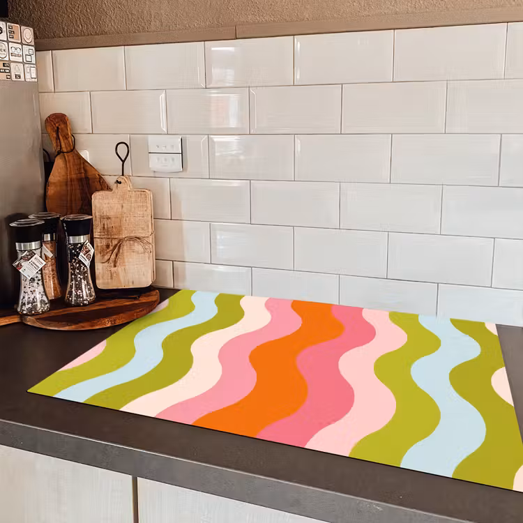 Banen - Golven - Kleurrijk - Verticaal Inductie beschermer vinyl 3mm klein -sfeer3