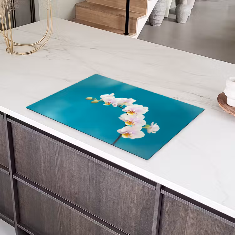 Orchidee - Bloemen - Plant - Wit - Paars Inductie beschermer vinyl 3mm klein -sfeer8
