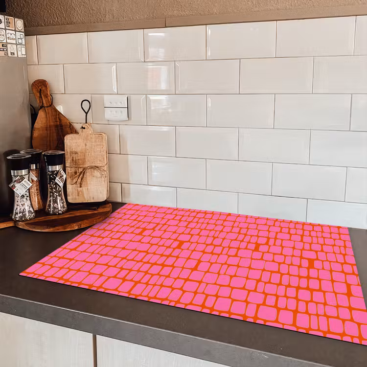 Organisch - Raster - Roze Inductie beschermer vinyl 3mm klein 276 -sfeer3