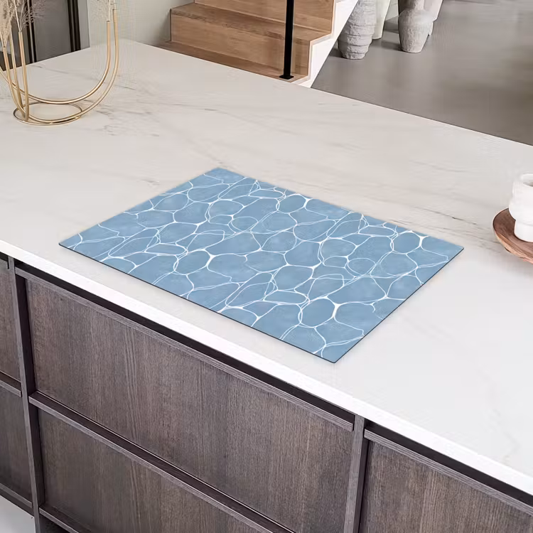 Organisch - Patroon - Blauw Inductie beschermer vinyl 3mm klein 276 -sfeer8