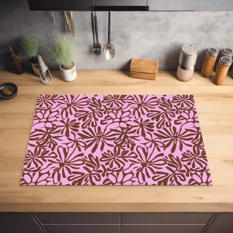 Organisch - Patroon - Roze Inductie beschermer vinyl 3mm klein 276 -sfeer5