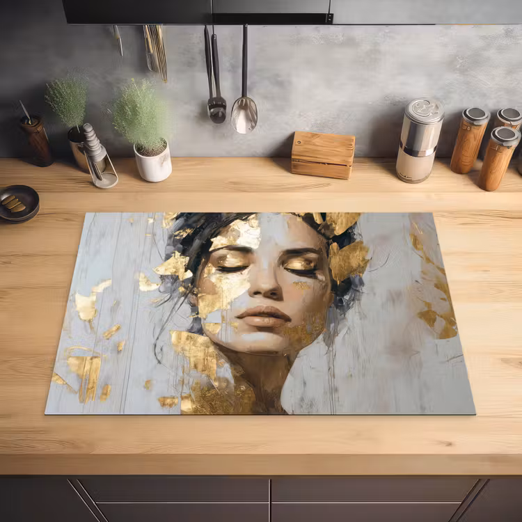 Sierlijk - Vrouw - Goud - Ogen Inductie beschermer vinyl 3mm klein -sfeer5